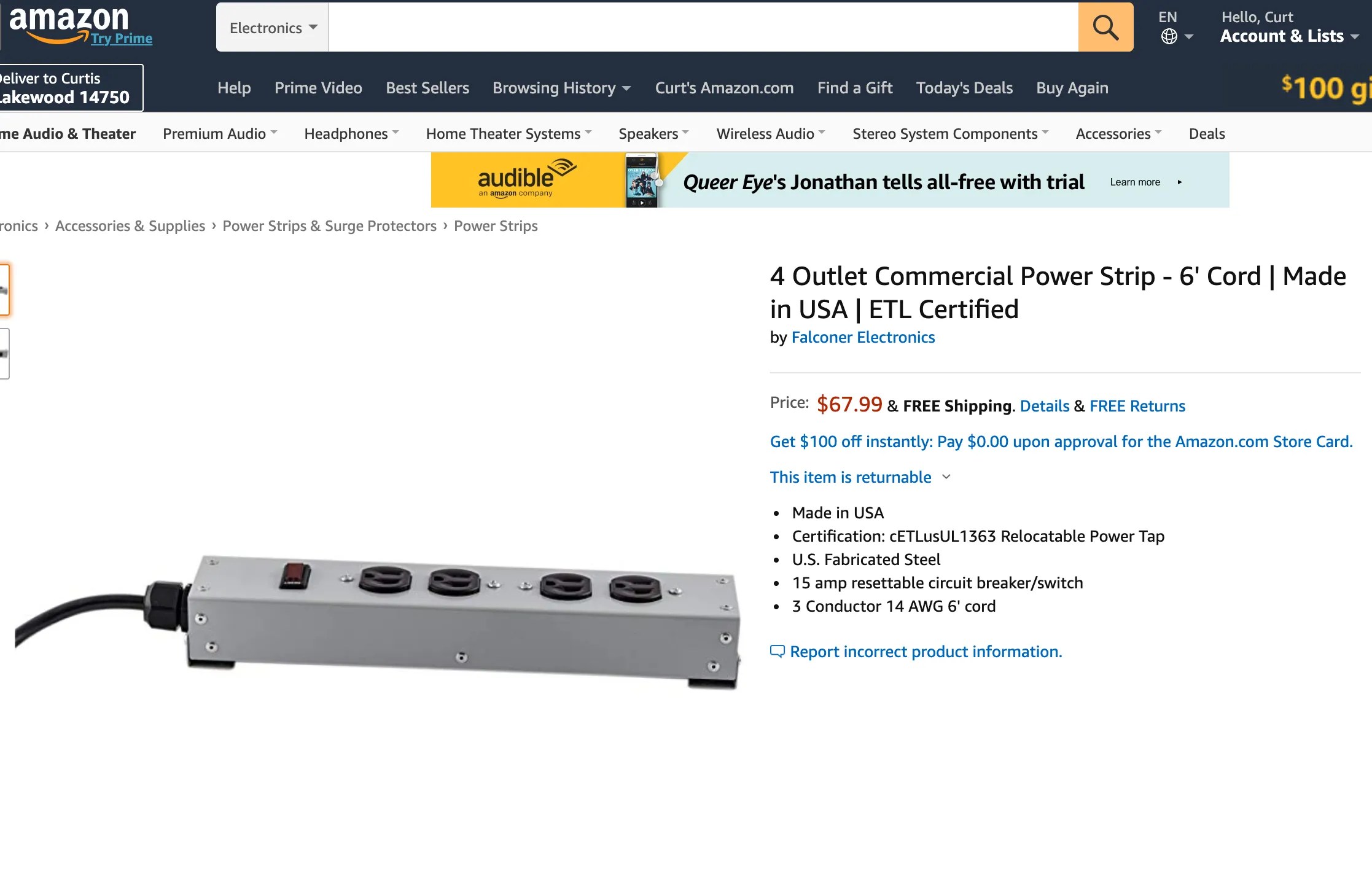 Amazon Power Strip Falconer Electronics