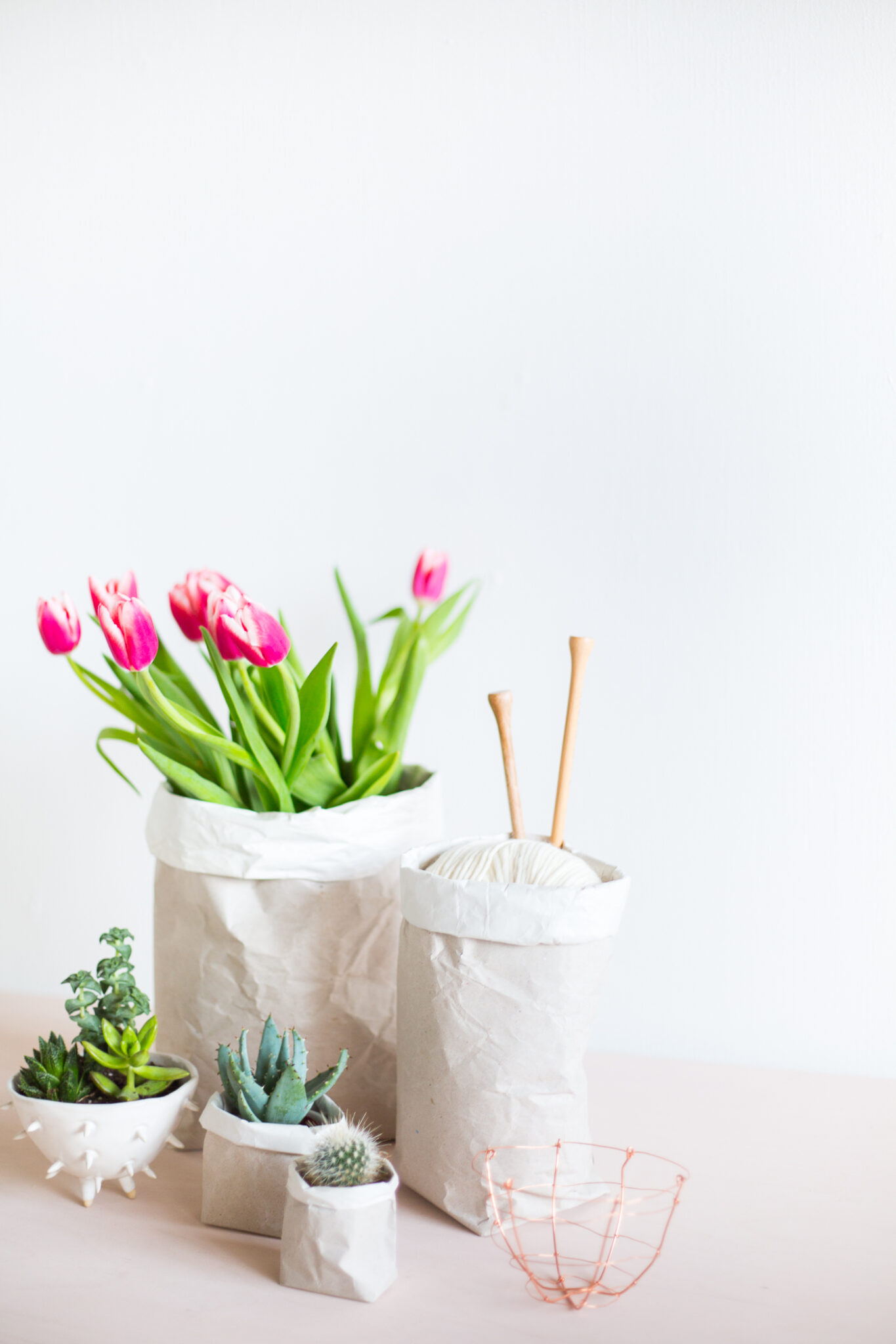 DIY Packing Paper Sack Planters & Vases Fall For DIY