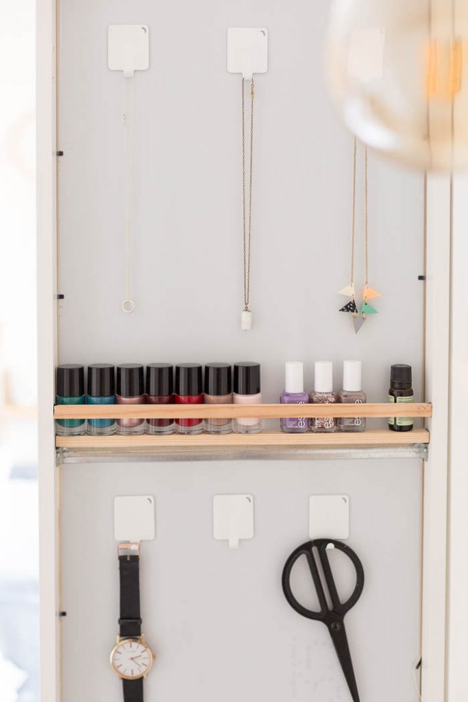 DIY Standing Vanity with Pegboard & Hidden Mirror Storage Fall For DIY