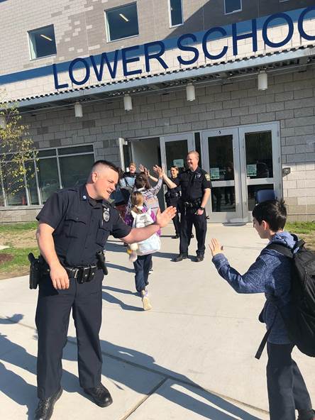 Fall River Police, Atlantis Charter School take part in High Five Day