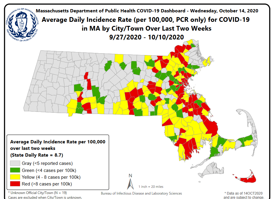 Fall River, Fairhaven moves into red zone as Massachusetts COVID19 positive test rate increases