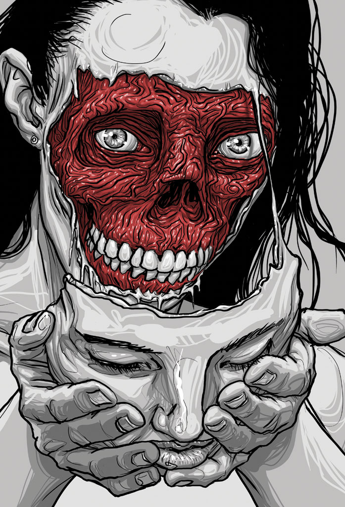 31 Days of Halloween 7/ 31 Monster with Human Mask Art