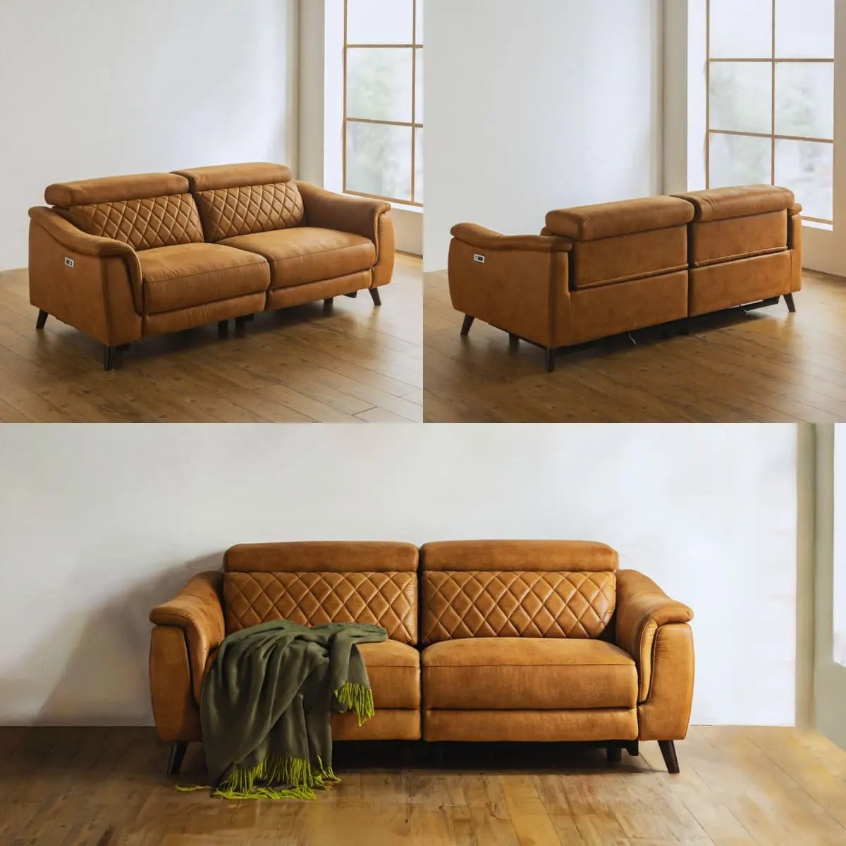 F01087_電動ソファ ソファ ワイド リクライニング ファブリック ミルクリーク モーションソファ ヘッドレスト 可動式 USBハブ