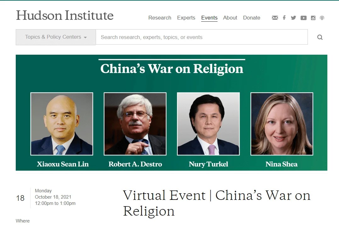 Hudson Institute Explores China's Suppression of Religion Falun Dafa