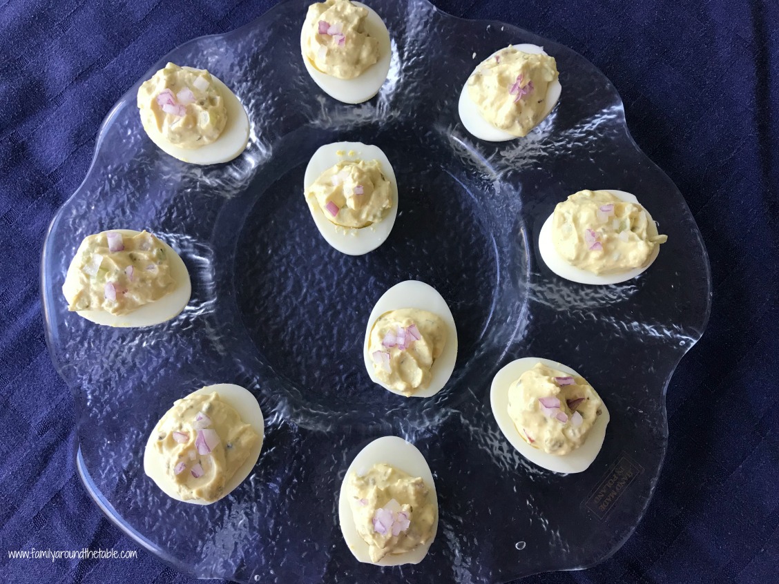 Deviled Eggs with Capers, Cucumber, and Red Onion • Family Around the Table