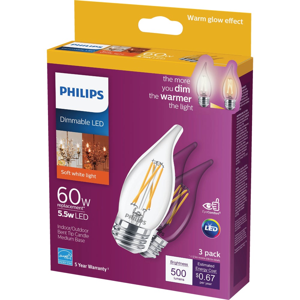 Philips Lighting Co 536698 Philips Warm Glow BA11 Medium Dimmable LED