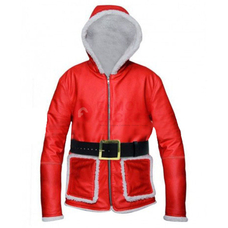 Santa Claus Red Coat Christmas Red Costume Hoodie Jacket For Men