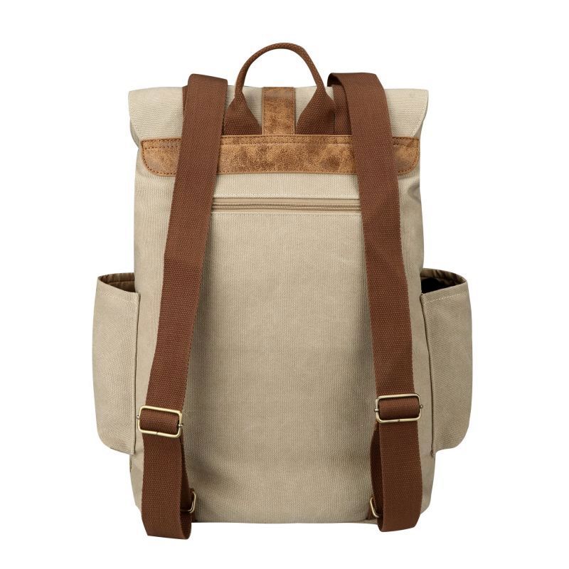 Escape Canvas Laptop Backpack, Taupe Famous Mountain