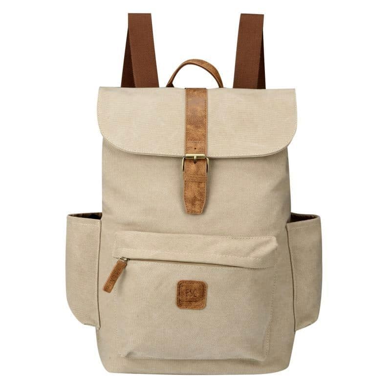 Escape Canvas Laptop Backpack, Taupe Famous Mountain