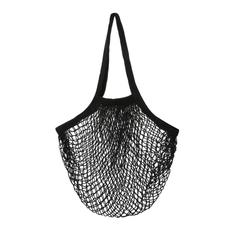 Cotton Mesh Market Bag Black Famous Mountain