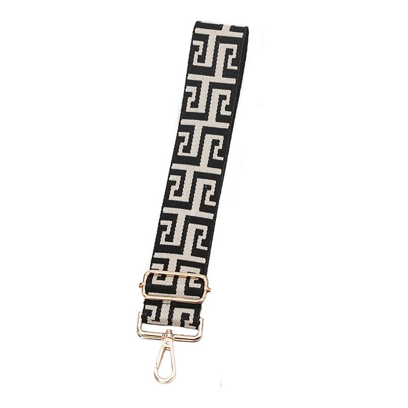 Wide Designer Bag Strap Black & Ivory Famous Mountain