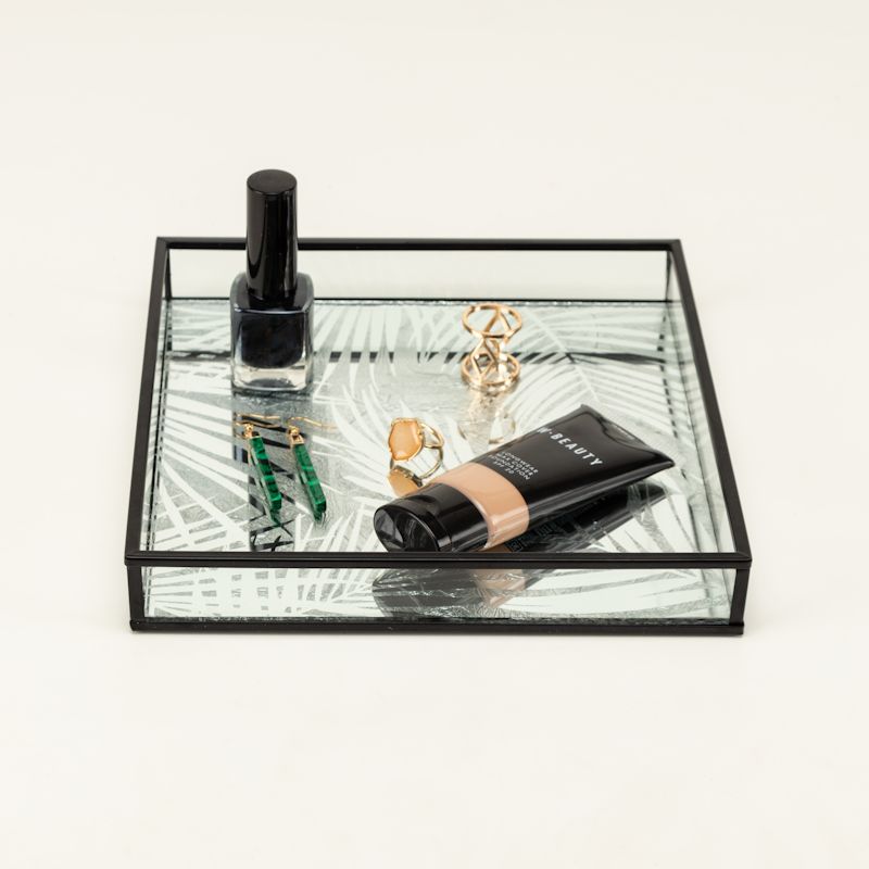 Black Metal Mirror and Glass Tray Famous Mountain