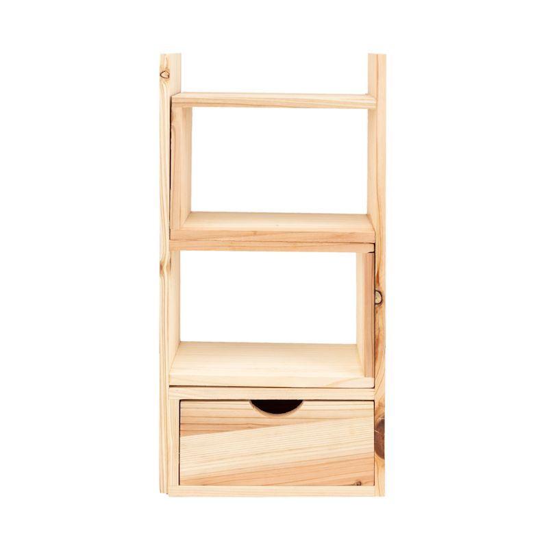 Expandable Wood Compartment Shelf with Drawer Famous Mountain