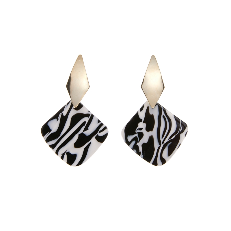 Earrings, Acrylic Zebra Squares Famous Mountain