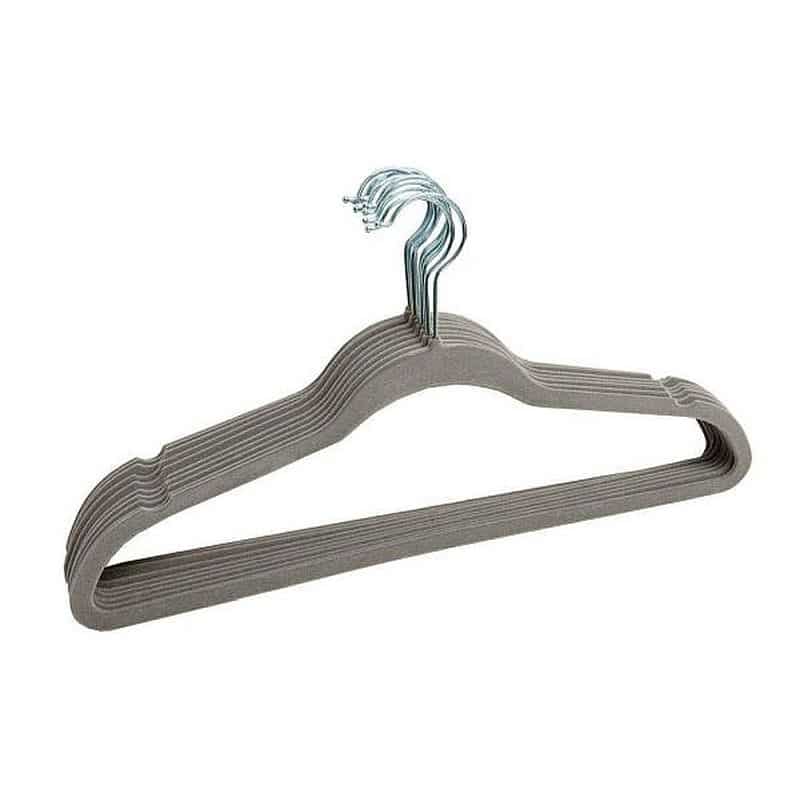 Set of 10 Slim Velvet Hangers Grey Famous Mountain