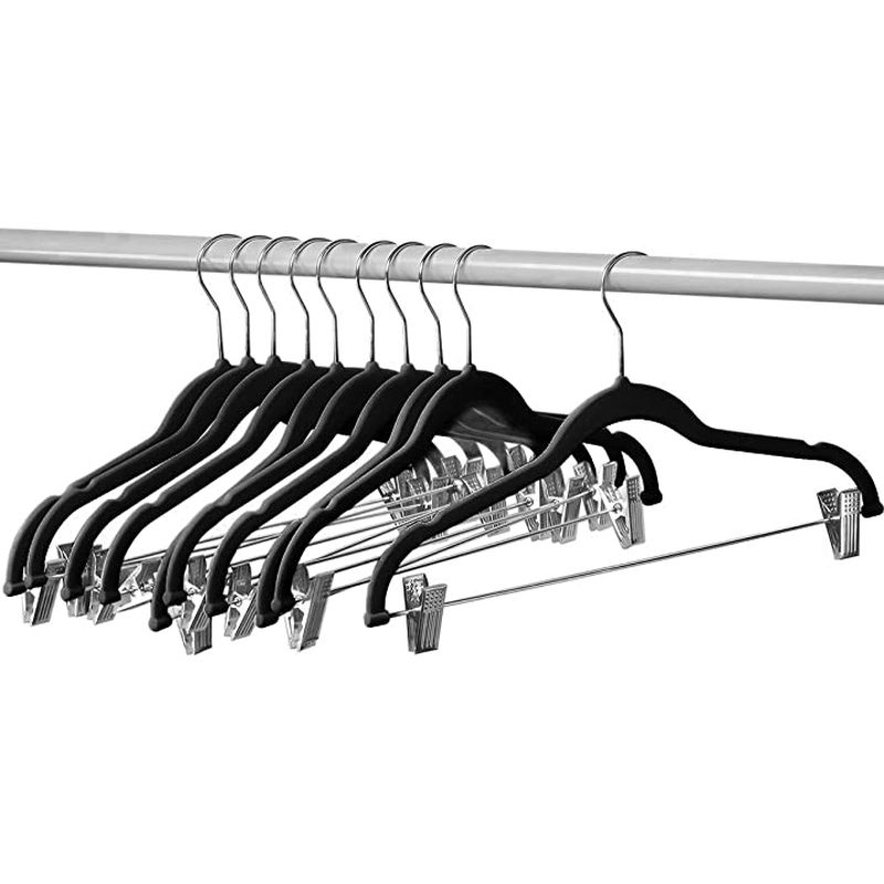 Set of 10 Slim Velvet Clip Hangers Black Famous Mountain