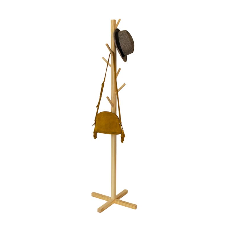 Natural Wood Coat & Hat Rack with Flat Base Famous Mountain