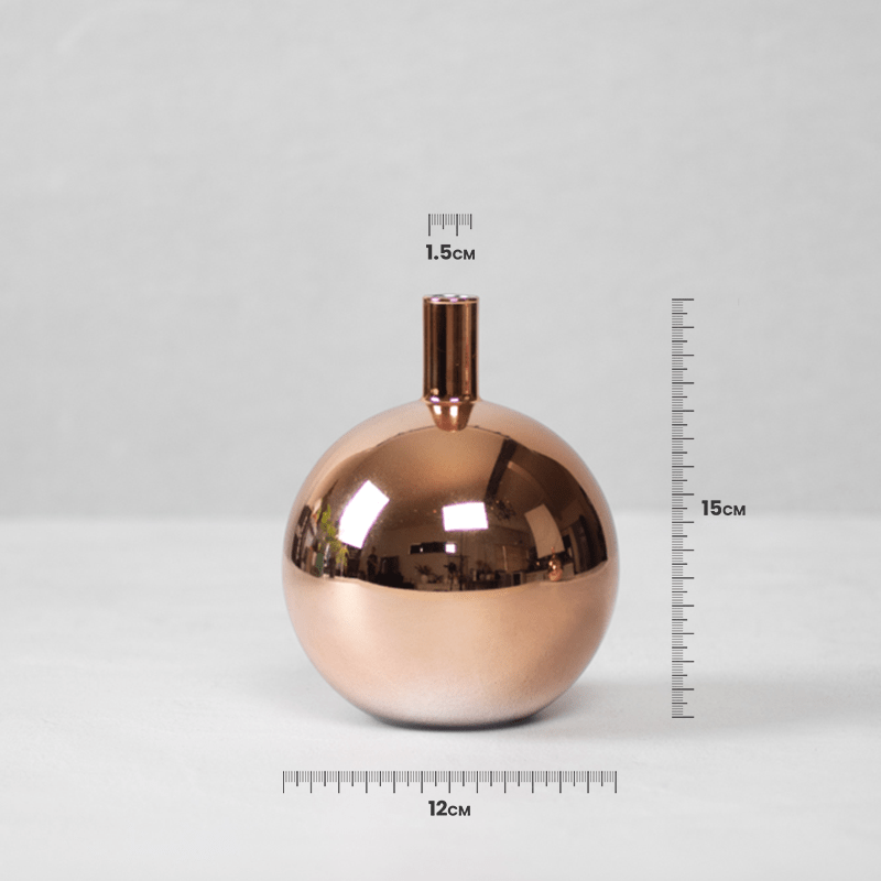Pair of Two Rose Gold Ball Vases Famous Mountain