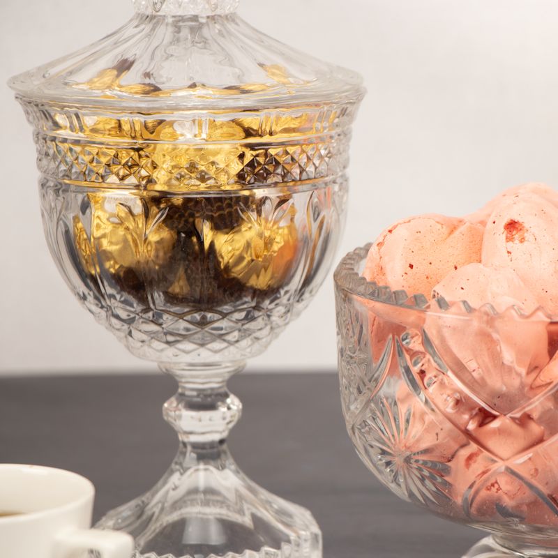 Set of Two Cut Glass Candy Bowls Famous Mountain