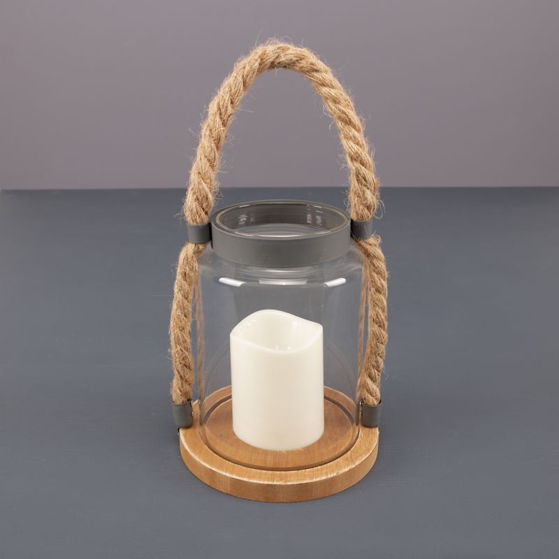 LED Candle in Glass Jar with Rope Handle Famous Mountain