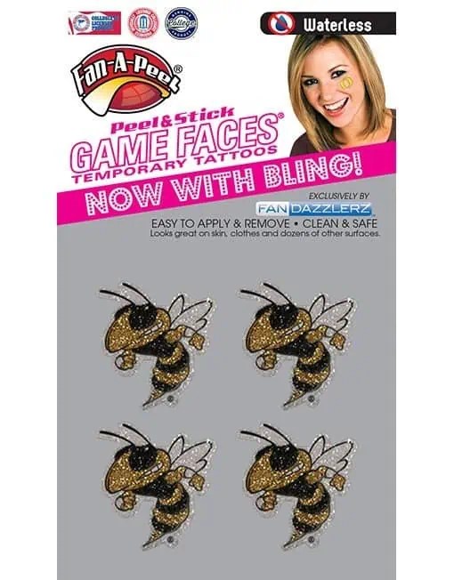 Tech (GT) Yellow Jackets Waterless Peel & Stick Temporary