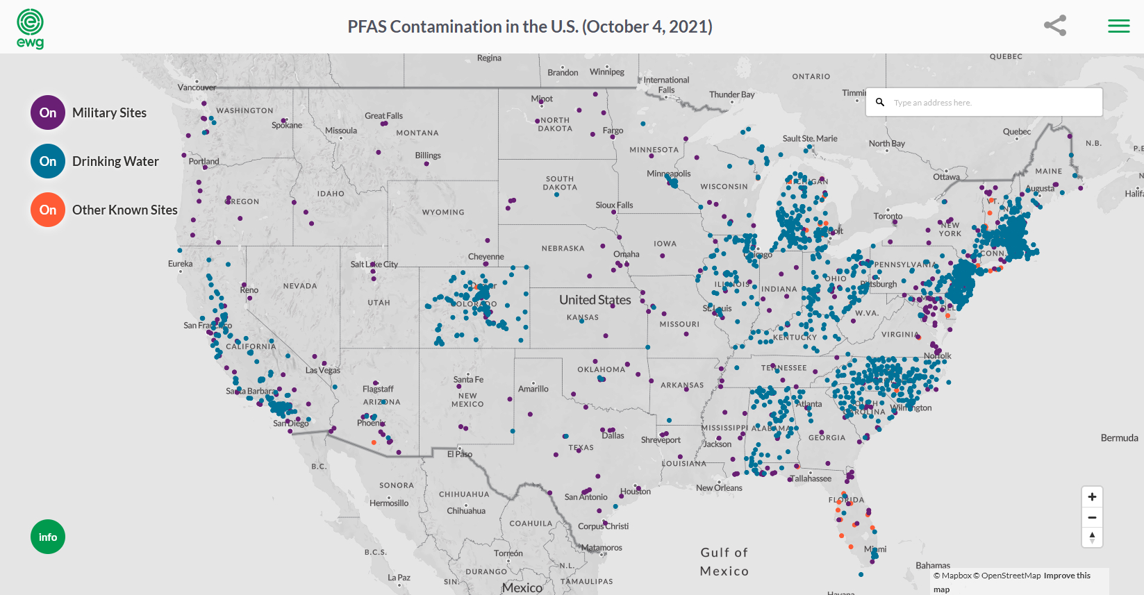 Interactive Map, PFAS Contamination In The US Fanatic Cook