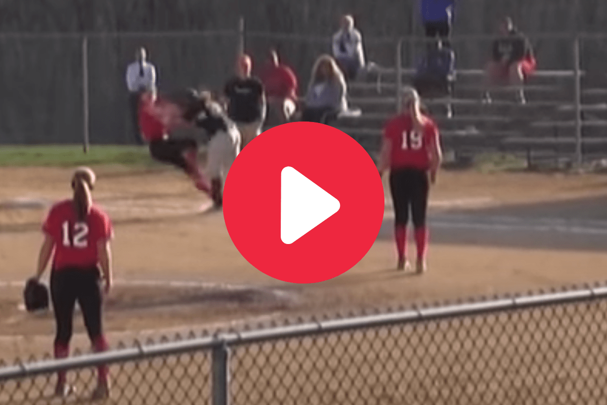 Softball Runner Flattens First Baseman, Gets Ejected [VIDEO] Fanbuzz