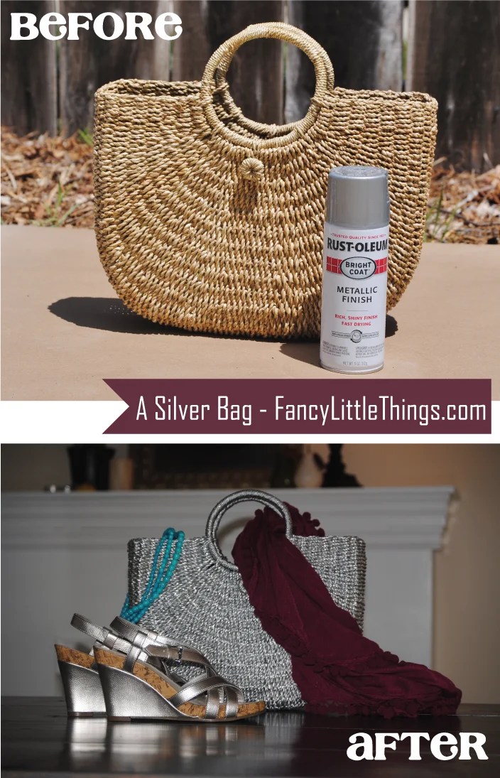 a silver bag {Metallic Spray Paint Fun!}