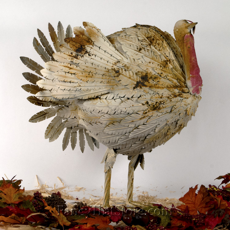 Antiqued White Metal Turkey — Fancy That Store