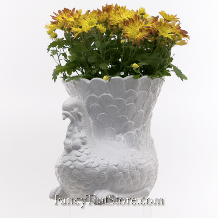 White Ceramic Turkey Vase — Fancy That Store