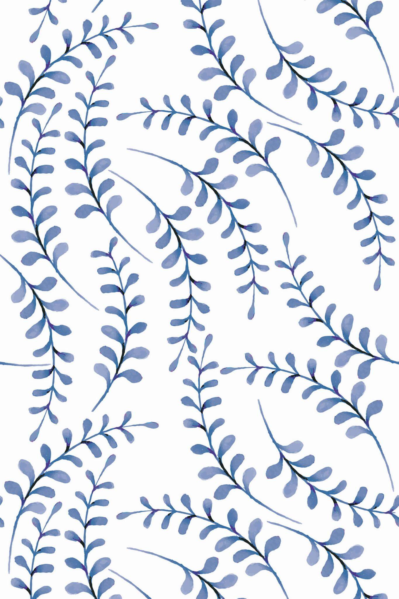 Navy leaf Peel and Stick Wallpaper or Unpasted