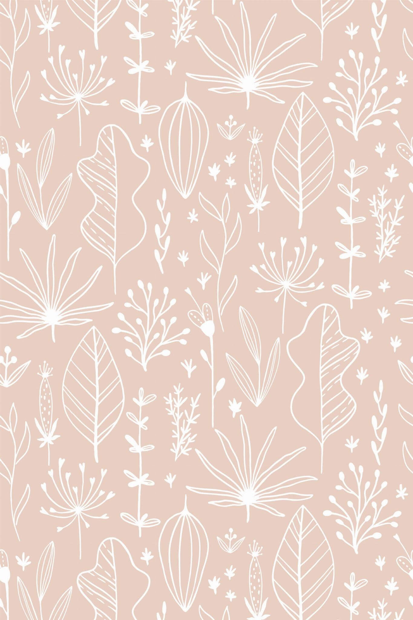 Pink boho Wallpaper Peel and Stick or NonPasted