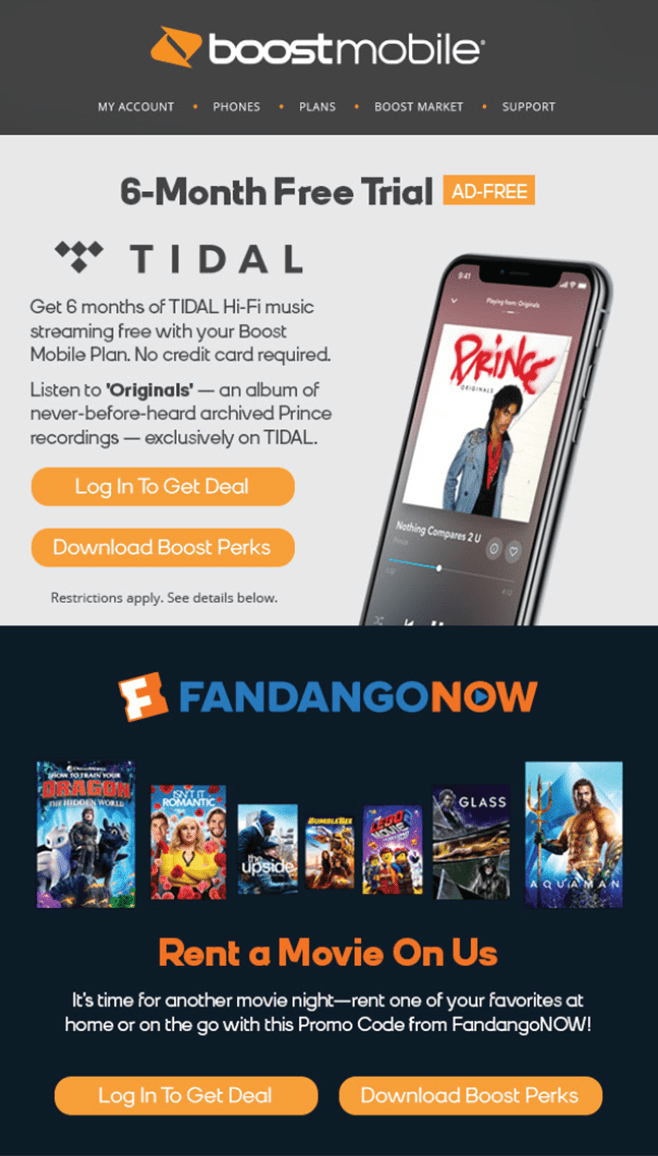 Sprint / Boost Mobile Fandango Rewards and Incentives