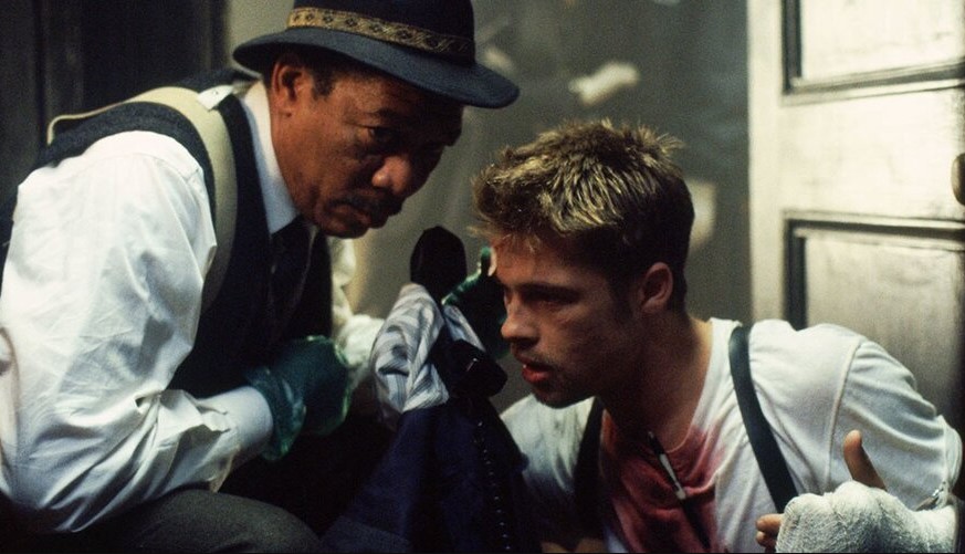Brad Pitt and Morgan Freeman in Se7en