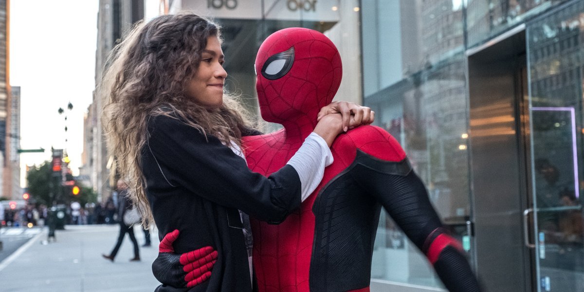 Zendaya as MJ and Tom Holland as Spider-Man in &ldquo;No Way Home."