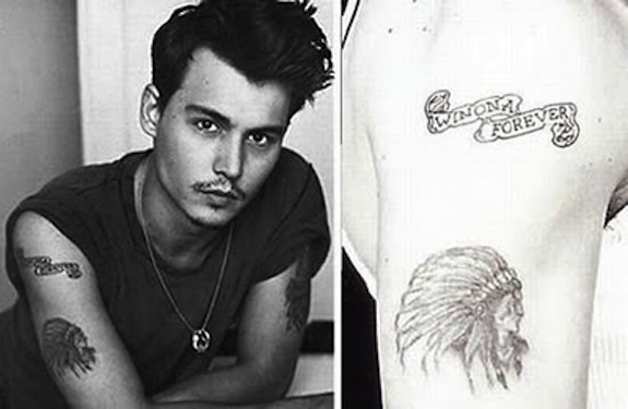 Johnny Depp &lsquo;Winona Forever&rsquo; tattoo.