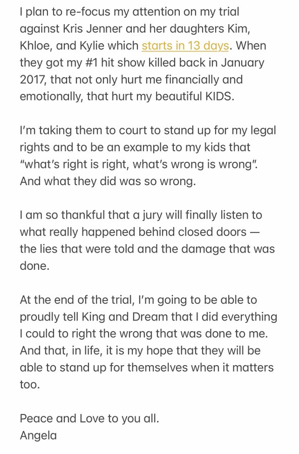 Chyna&rsquo;s tweet regarding the trial