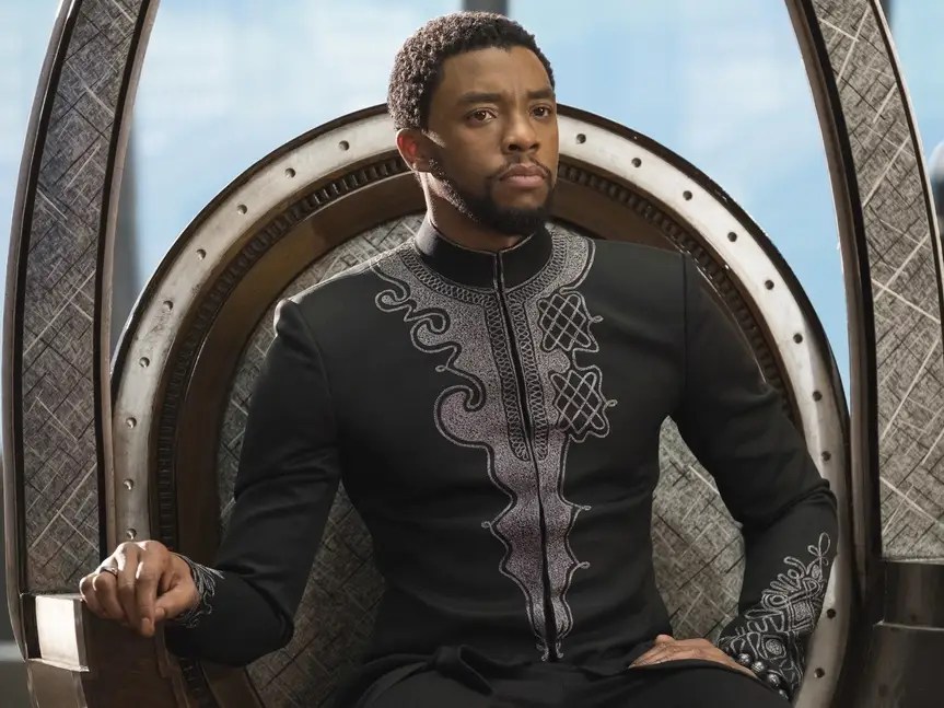 Chadwick Boseman as King T’Challa in Black Panther (2018).