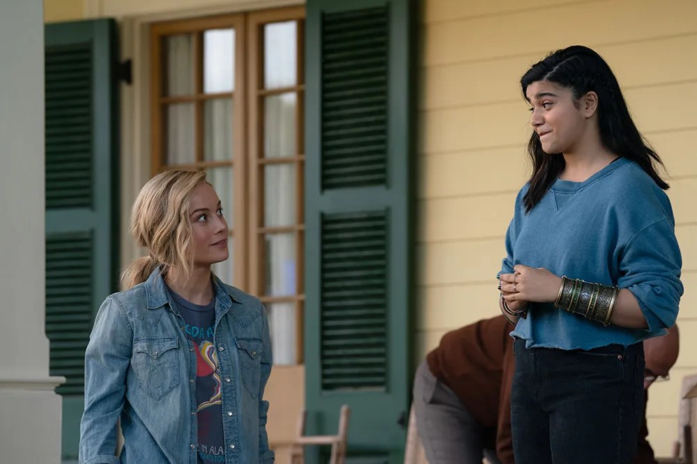 Brie Larson and Iman Vellani in a still from The Marvels