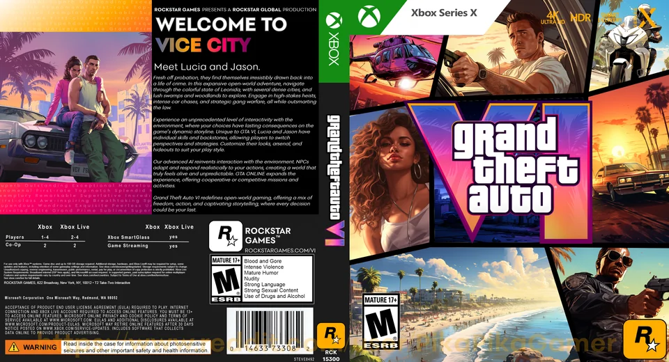GTA 6 cover for the Xbox Series X|S physical discs by a Redditor.
