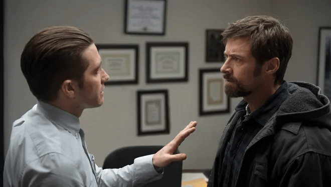 Jake Gyllenhaal and Hugh Jackman in Prisoners