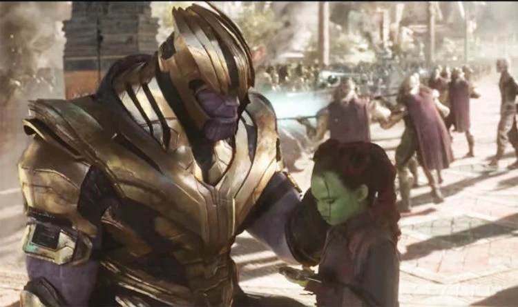 Thanos and Gamora in a still from Avengers: Infinity War