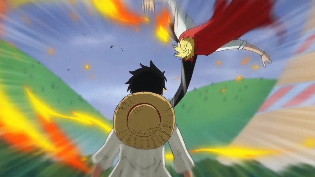 Sanji attacking Luffy