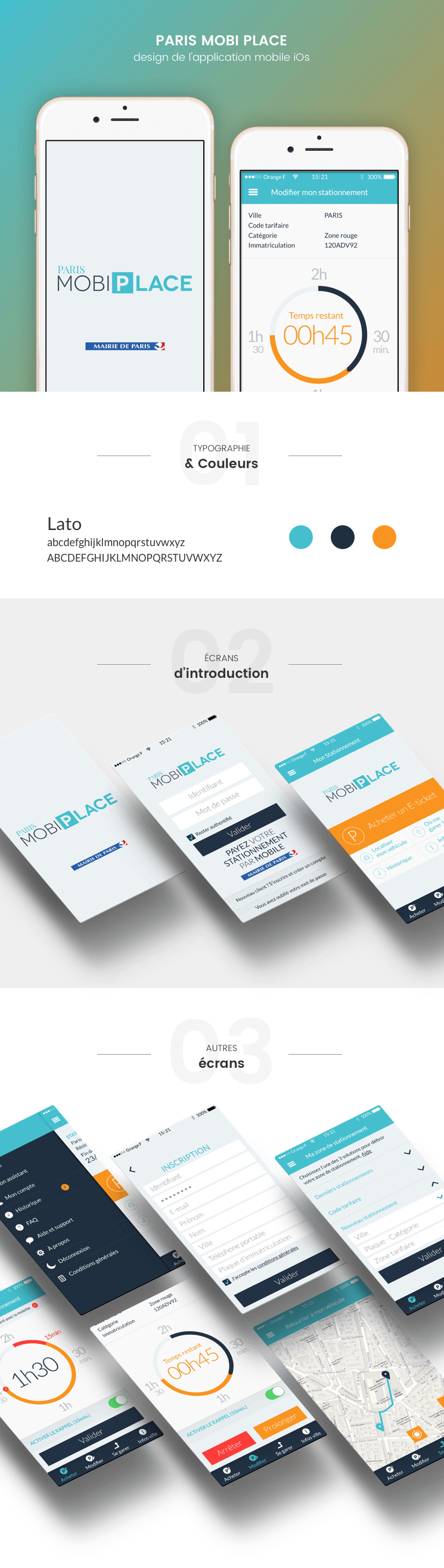 Portfolio Fanny Caudron, graphiste webdesigner Paris Mobi Place • Application de stationnement