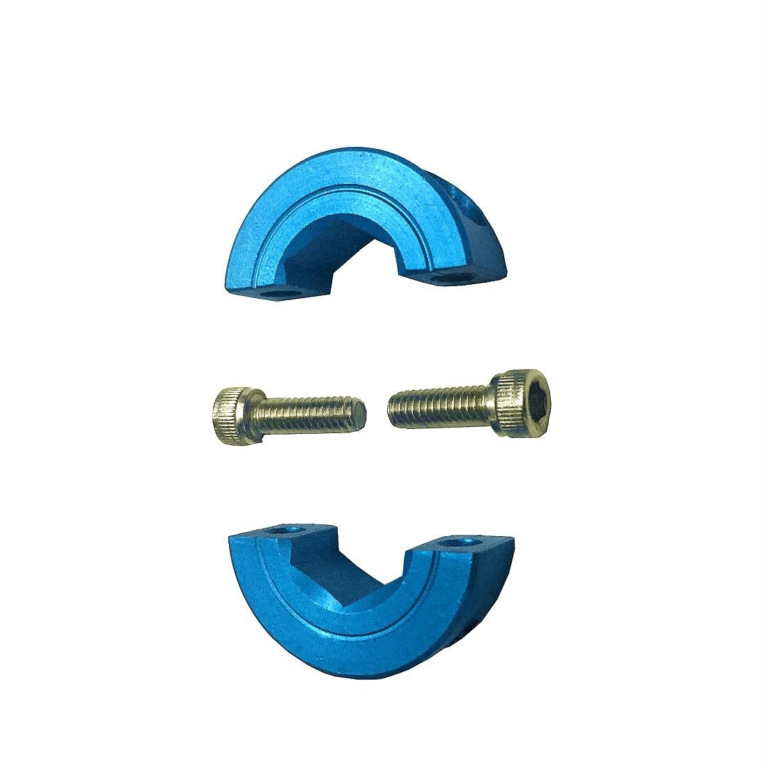 FSC193 1/2inch Blue Double Hex Split Shaft CollarAnodized Aluminum