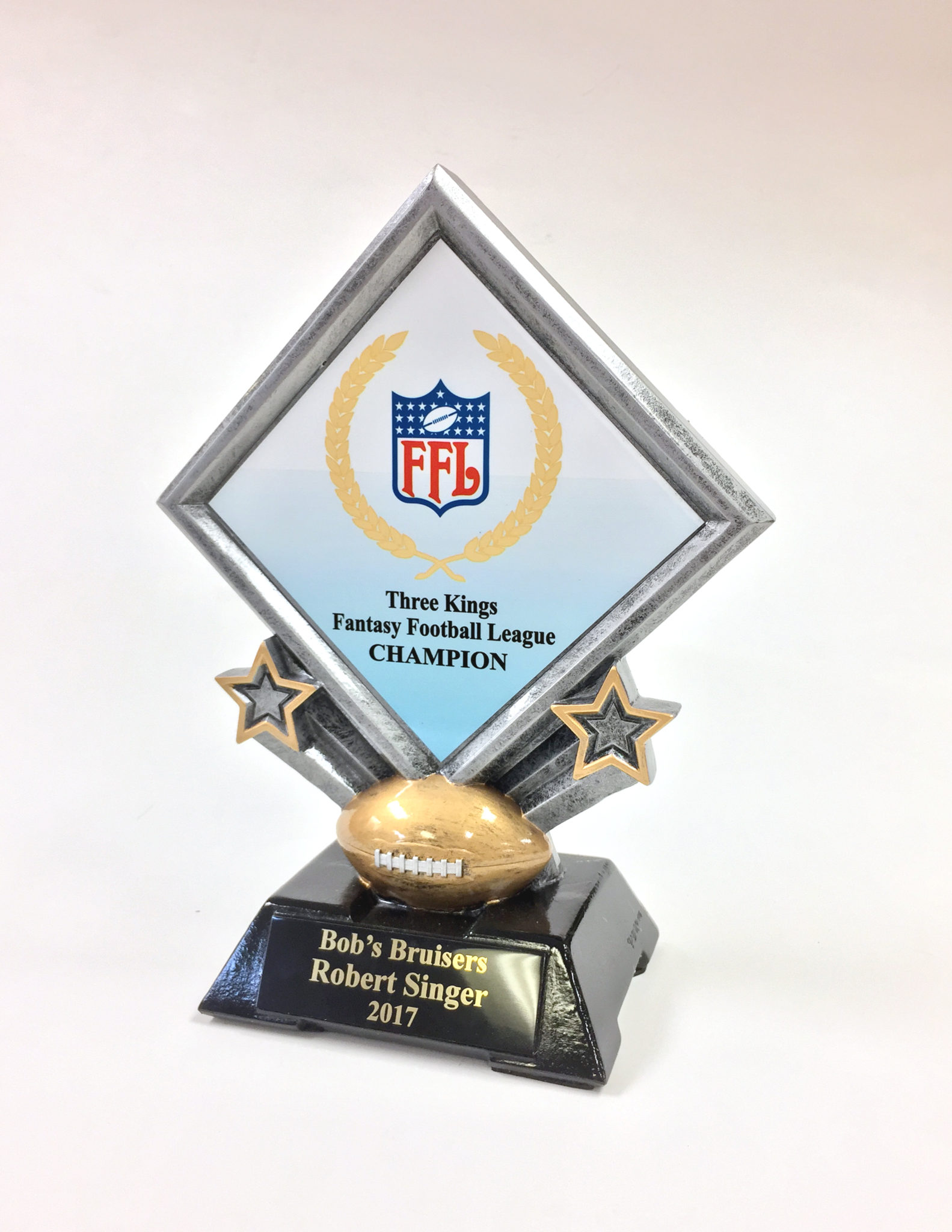 9" Football Diamond Resin Season Champion Trophy Fantasy Trophy Store