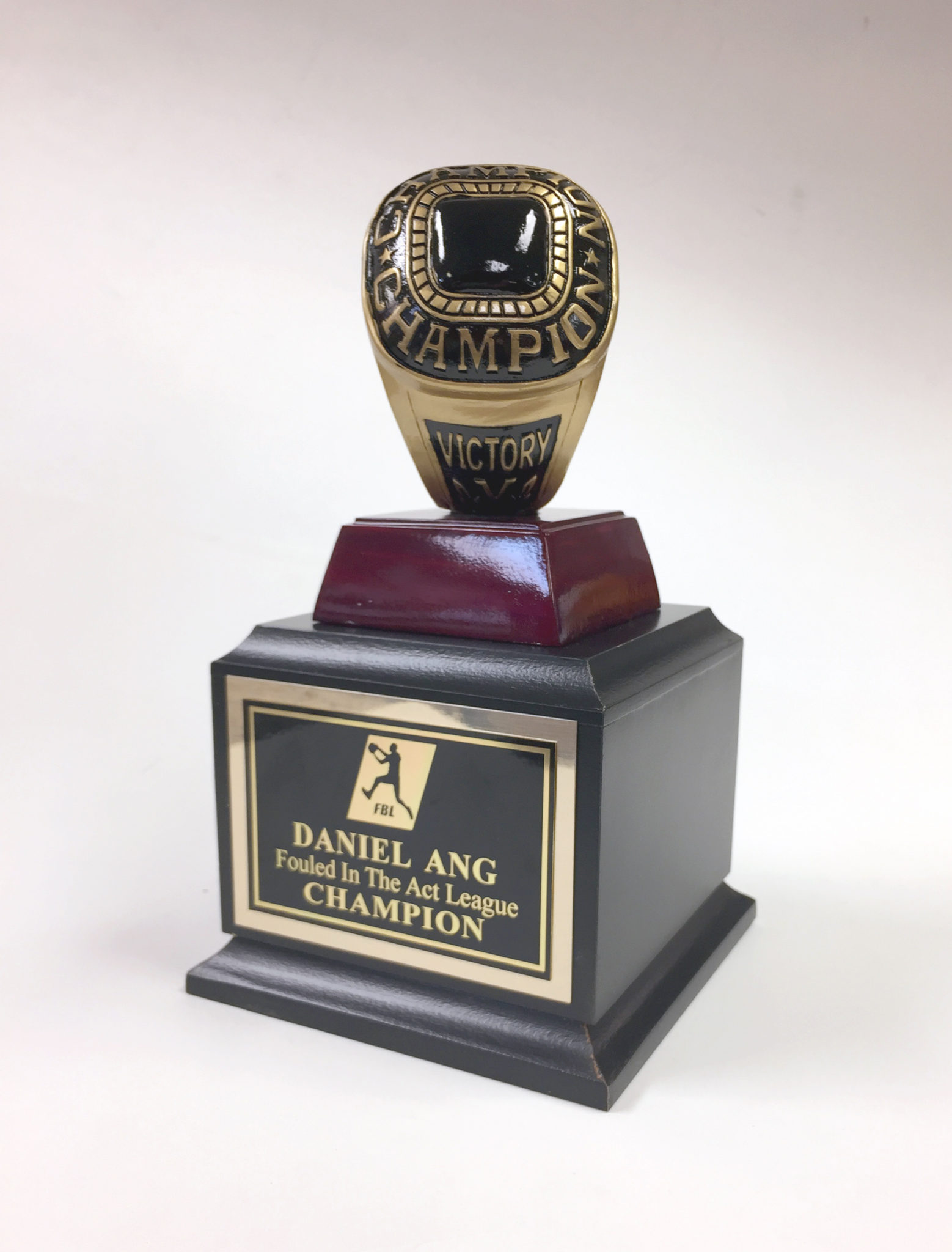 8" Championship Ring Season Trophy on black base Fantasy Trophy Store