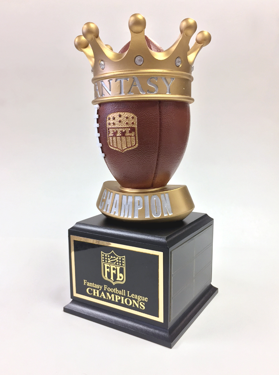 Fantasy Football Crown trophy on Black Base (Various Sizes) Fantasy