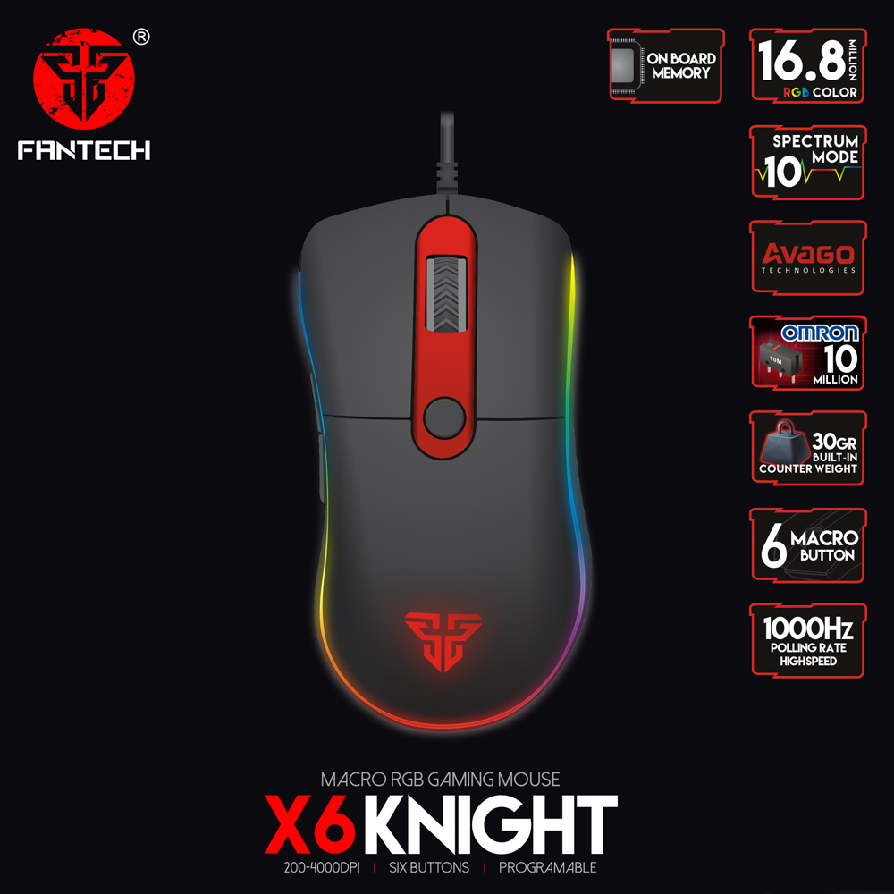 FANTECH X6 Knight Macro RGB Gaming Mouse - FANTECH