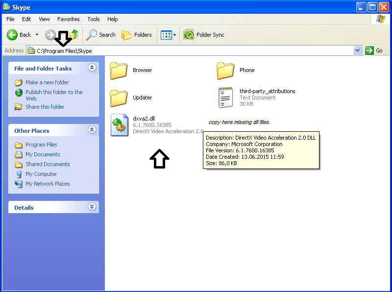 Skype problem fatal error failed to load library "dxva2.dll"